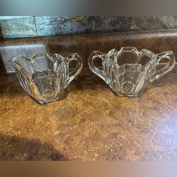 MCM Vintage creamer and sugar set glass vintage mid century style - Picture 1 of 7